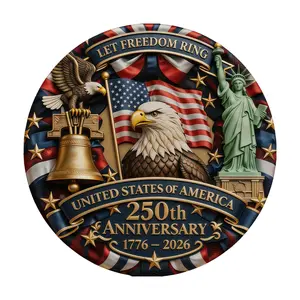 Custom America 250th Anniversary Door Sign, Personalized Family Name Patriotic Door Hanger, USA 1776–2026 Fourth of July Decoration, Independence Day Front Door Decor Design 8*8inch Ornaments