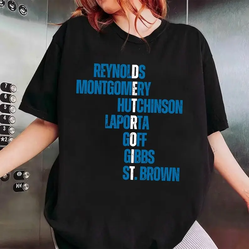 Vintage Detroit Football Tshirt, Lions Womens Apparel, Custom Detroit Shirt, Aidan Hutchinson, Jared Goff Shirt, St. Brown Shirt