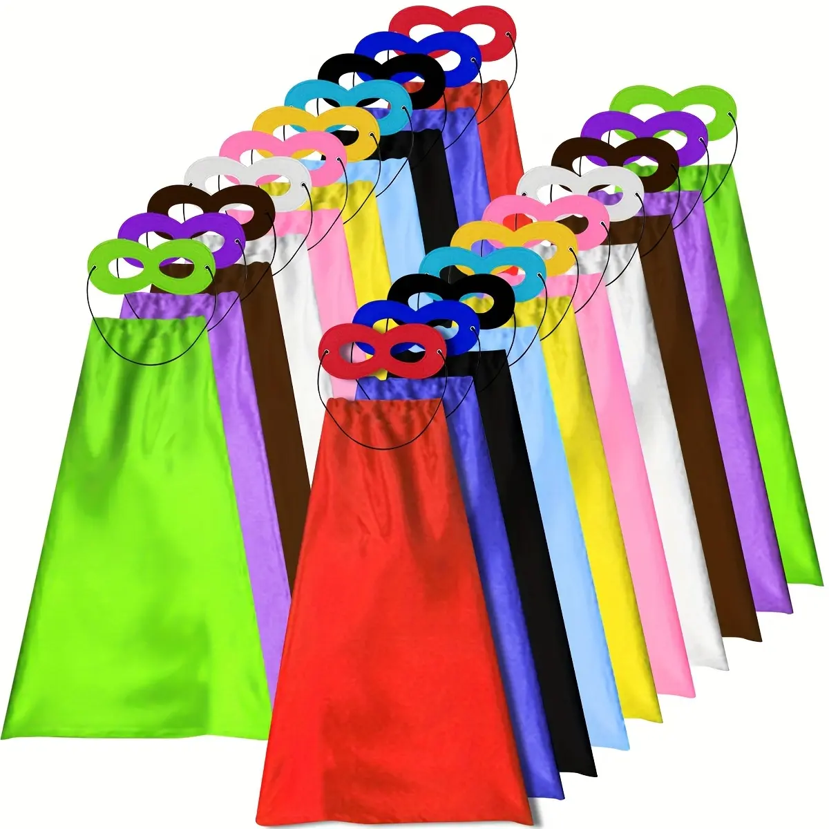 10 Sets Bulk Kids' Superhero Capes and Masks - DIY Dress Up Costumes for Birthday Party Festive Supplies, Dress Up Costume