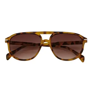 EPOCH - Classic Flat Top Plastic Aviator Tortoise Sunglasses Brown Lens