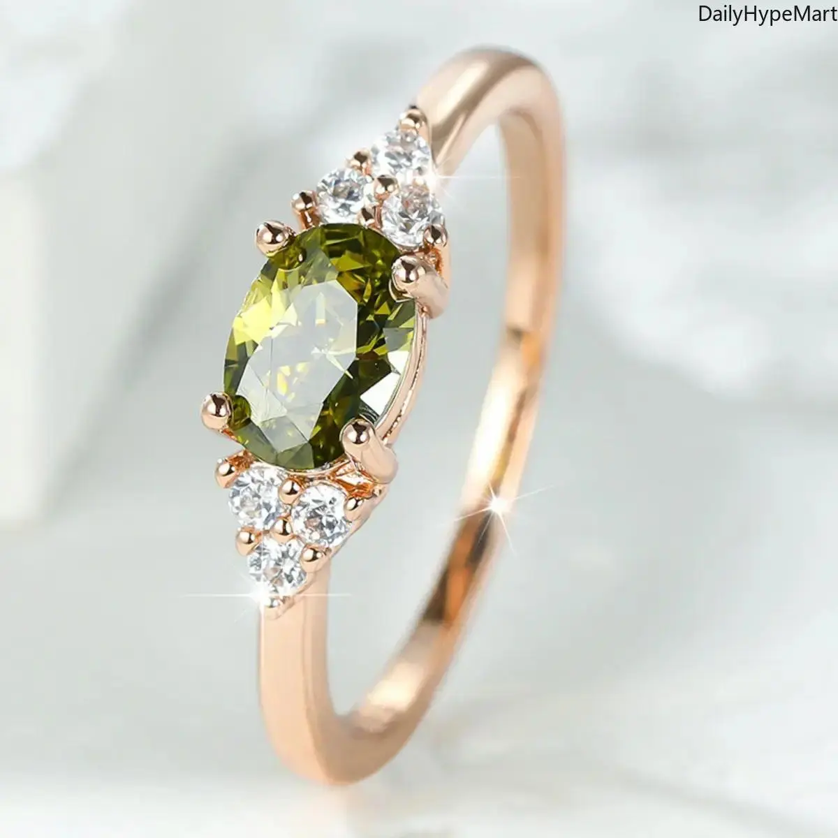 Dainty Peridot Rose Gold Engagement Ring - Minimalist Stackable Promise Jewelry for Ring Stack Fashion Accessory, Engagement Rings, Promise Ring