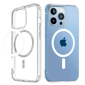 Magnetic Clear Protective Case for Smartphone iPhone 11 12 13 14 15 16 16e 17Air 17 Plus/Pro/Pro Max - Compatible with MagSafe Wireless Charging, Shockproof Anti-Scratch Bumper Cover with Transparent Back Casing Accessories