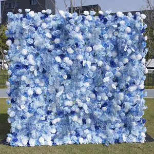 Artificial Flower Wall Backdrop, Romantic 5D Grid Bottom Faux Flower Wall, Elegant Event Backdrop for Weddings Birthday Party Decoration, Diy Fake Flowers, Fruit