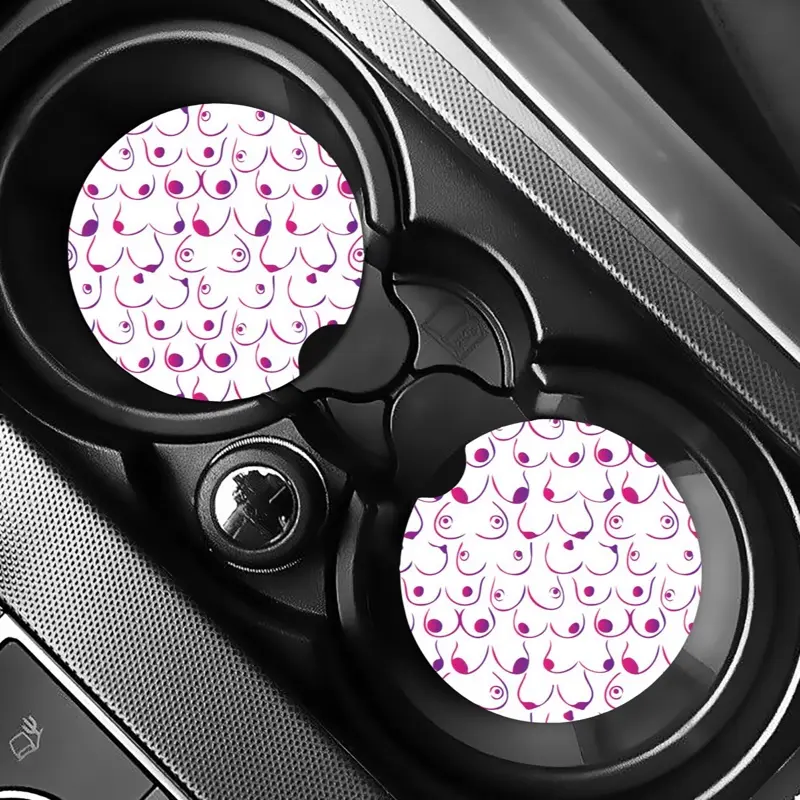 Boobies Car coaster set fabric like material