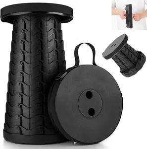 Upgraded Collapsible Stool,Portable Chair with Load Capacity 400lbs,Telescoping Foldable Camping Stool for Outdoor Fishing Hiking Travel BBQ,Folding Tool with Carrying Straps,Gifts for Fisherman,Campchair