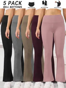 X   10 Pack Women's Super Soft High Waisted Flare Pants For Women, Tummy Control No See Through Workout Yoga Running Bell Bottoms #mothersdaygift