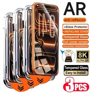 3-Pack HD Clear Screen Protectors, Anti-Scratch Bubble-Free Tempered Glass, Cover, Easy Install, Compatible with iPhone Models, Protection