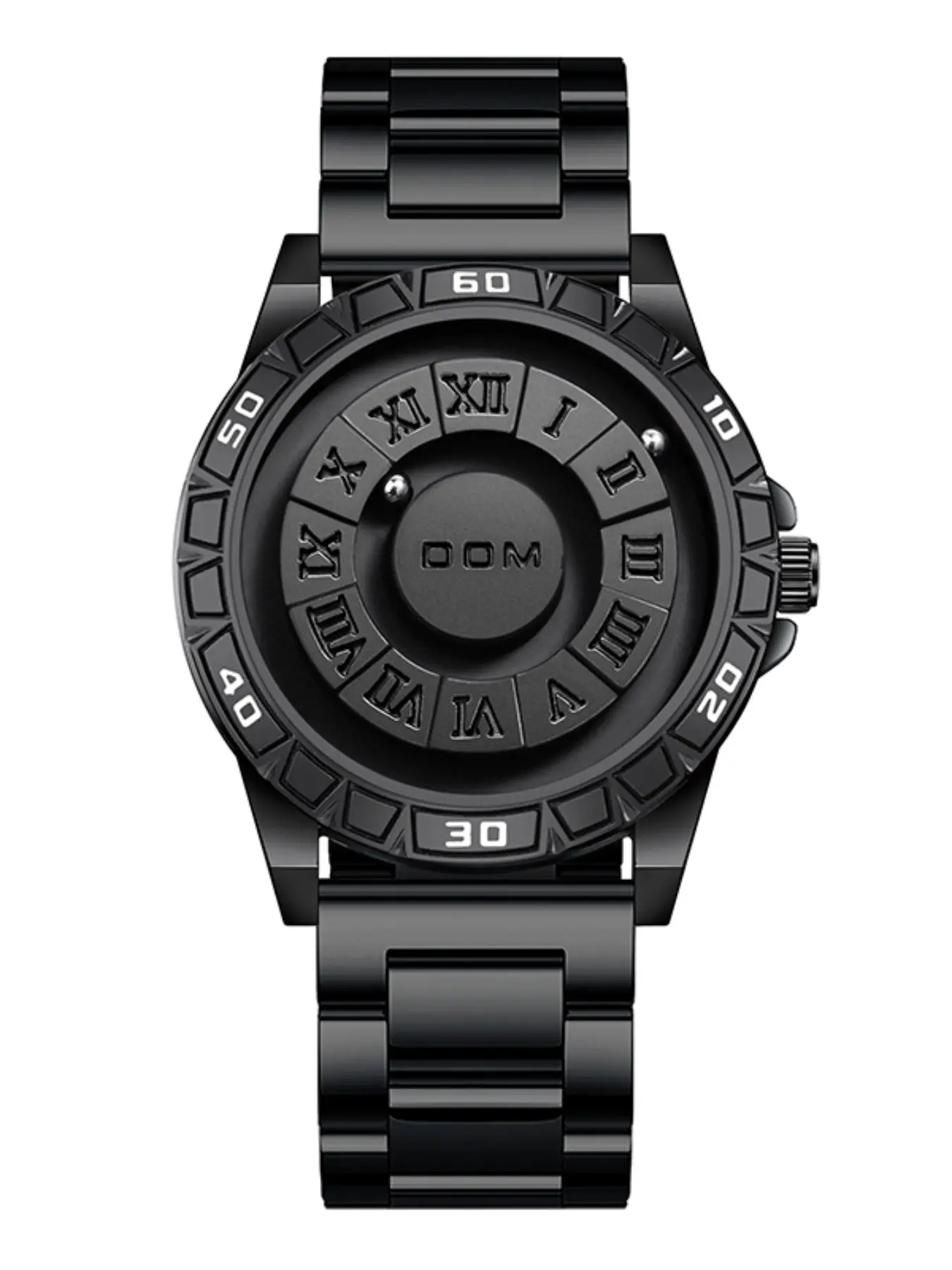 Magnetic Floating Sports Waterproof Quartz Stainless Steel Watch Set, Steel Band, Analog Dial, Buckle Closure, Ideal Gift for Holidays, Waterproof Watches