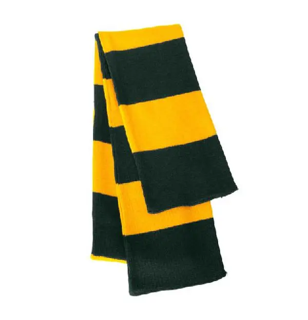COUVER Rugby Striped Knit Scarf for Men Winter Long 100% Acrylic Knit Scarves