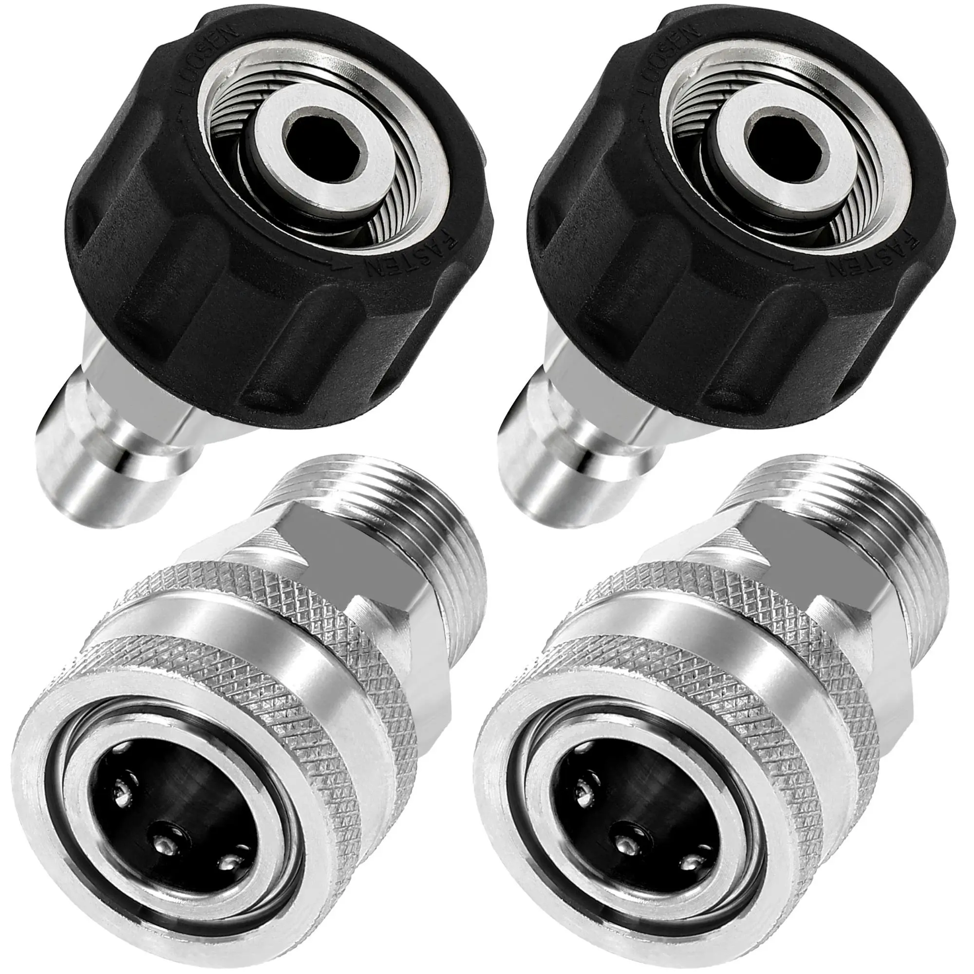 High Pressure Car Wash Adapter Set, Stainless Steel Rust Corrosion Resistant Durable Quick Connect Car Wash Adapter, Pressure Washer Car Wash Accessories for Car Washing & Maintenance Compatibility, Durability