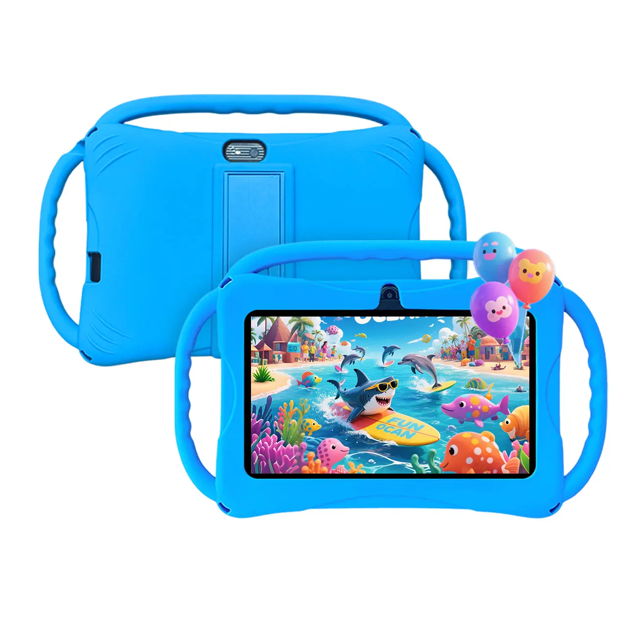 7 Inch Android Tablet for Kids, Portable Dual Camera, 2gb RAM & 32GB ROM, WiFi, Wireless Tablet, Touchscreen Tablet, Educational Learning Device, Pink and blue, gifts for children, Christmas and birthday gifts, Shockproof Tablet (No adapter)