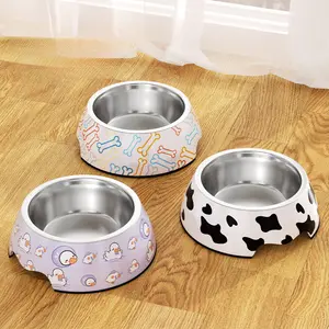 Melamine Bowl Stainless Steel Dog Bowl Special Dog Food Drinking Water Pet Cat Food Bowl Anti-Spill Dog Bowl Cat Bowl