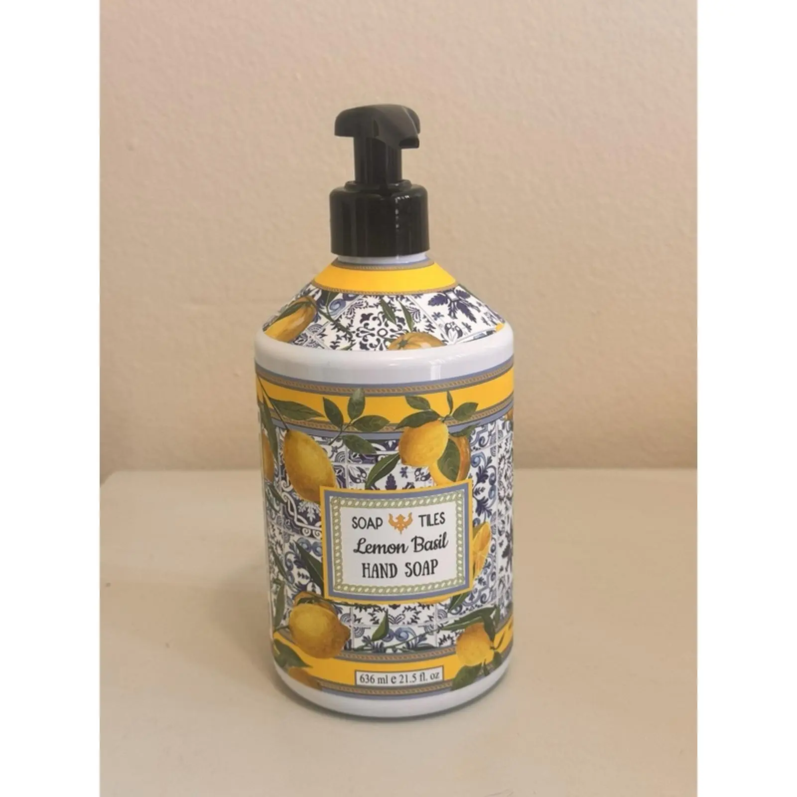 Organic Lemon Basil Hand Wash Cleanser - 636ml Moisturizing Aromatherapy Hand Soap for Adults, Refreshing Citrus Scent, Degradable Bottle, Daily Care, Contains Citrus Limon Extract, Lavandula Angustifolia Oil, Aloe-Barbadensis Leaf Extract, Single Item, 6