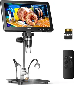 TOMLOV DM9 Max 10.1" HD HDMI Digital Microscope 1500x Magnification 20MP Coin Scope Microscope Magnifier for Error Coins with 10.1 inches Big IPS Screen, LCD Soldering Microscope for Adults, 10 LED Lights, PC/TV Compatible, 64GB Card Recording