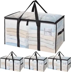 4 Pack Extra Large Storage Bags – Semi Transparent Packing Totes for College Dorm Moving & Organization