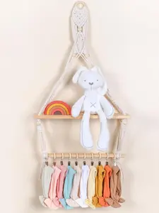 Oaoleer Macrame Hanging Shelves for Nursery for Nursery,Boho Baby Headband Holder Organizer Rope Decor Wall Hanging Decor for Toddler Girls Room