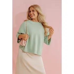 Daydream Knit Sweater Top in Mint
