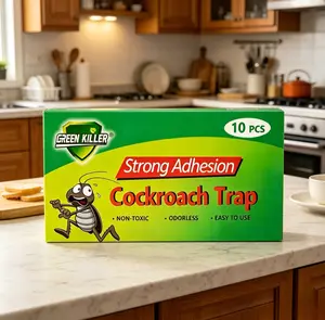 Cockroach Killer Indoor Trap, Green Killer 20PCS Strong Adhesive Roach Traps, Non-Toxic Odorless Pest Control Solution for Kitchen, Bedroom & Bathroom, Safe for Family & Pets