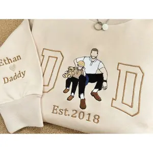 [Fathers Day] Embroidered Photo Portrait Sweatshirt,Father’s Day Gift for Dad ,Personalized Gift from Photo,Personalized Gifts For Dad