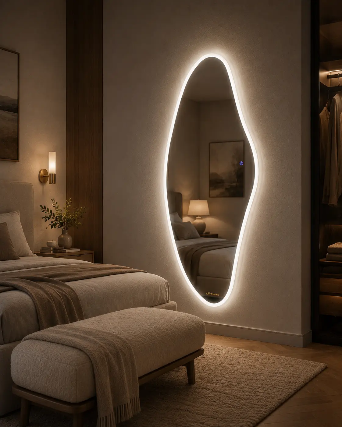 65" x 25" Irregular Wavy Full Length Mirror, Tempered Glass Asymmetrical Full Body Dressing Mirror with Organic Curved Design, Modern Decorative Wall Mounted Mirror for Bedroom, Closet, Entryway & Home Decor