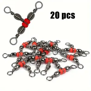 20pcs Stainless Steel 3-Way Fishing Swivels - T-Shaped Sea Fishing Connectors, Durable Tackle, Fishing Accessories