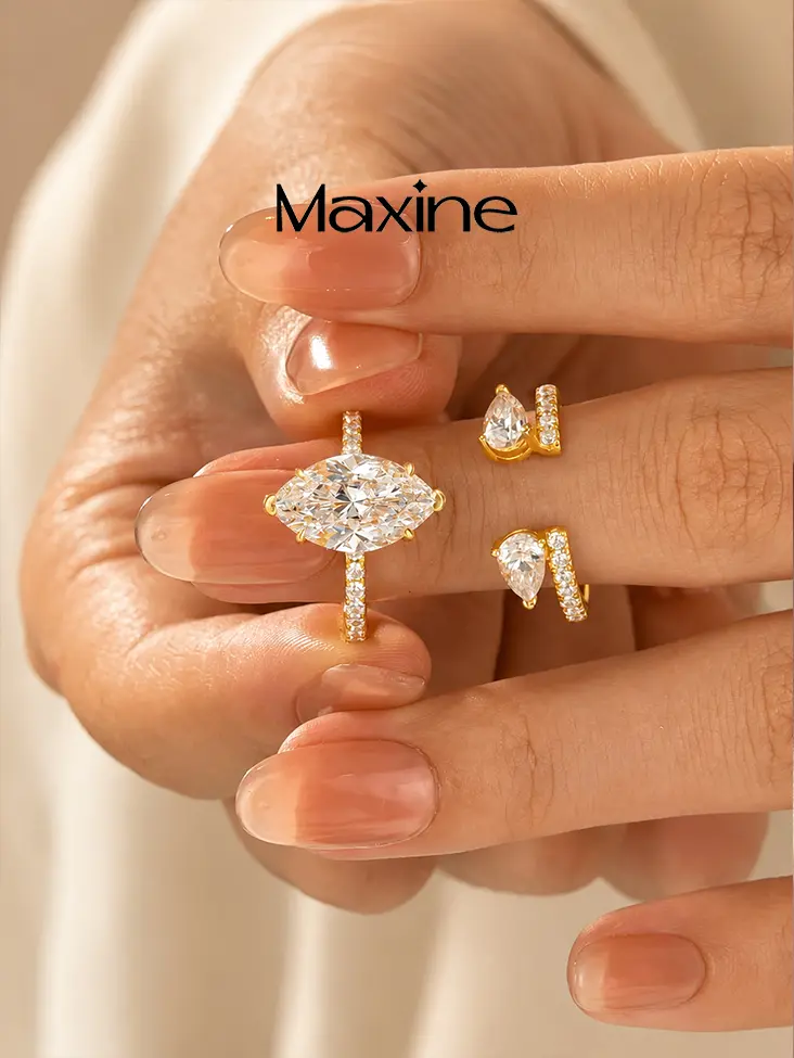 Maxine 4.0ct Marquise Cut 2PC Yellow/White Gold Engagement Ring Set,5A CZ Bridal Ring Set,Women's Ring Jewelry,Wedding Ring Set for Daily,Travel,Proposal,Birthday Rings