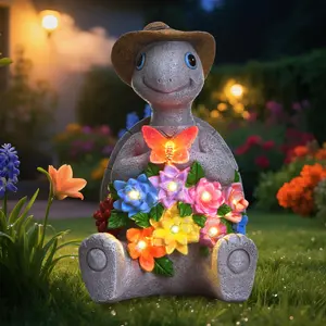ISUNMEA Solar Garden Outdoor Statues Turtle with 8 LED Lights, Yard Decor Tortoise for Ornament, Mom Birthday Gifts for Women, Housewarming Gifts for Patio, Porch, Balcony   Solar Waterproof Lamp Post Lights