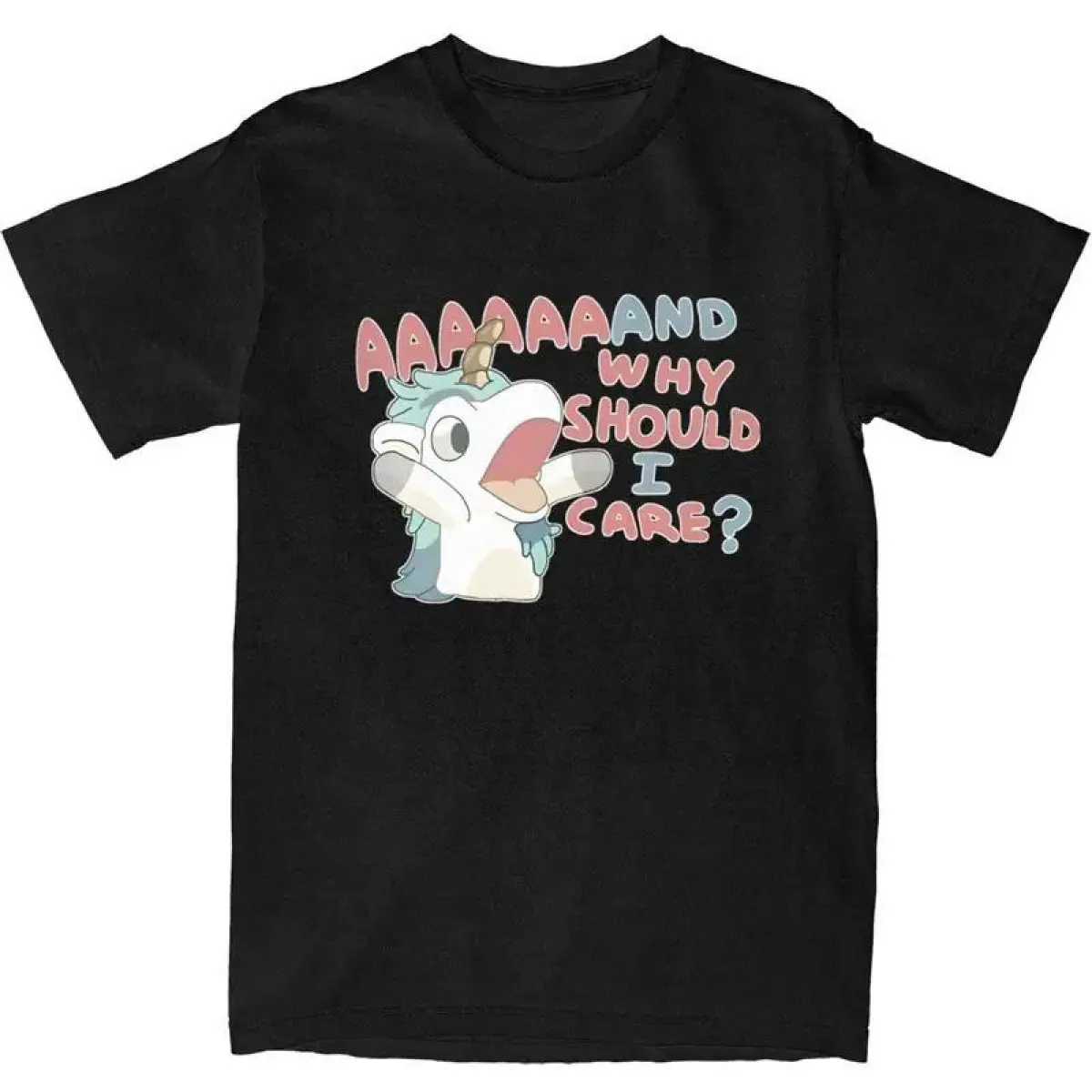 Men Women's T Shirt Why Should I Care Unicorse T-Shirts Harajuku Hot Anime Blueyed Beach Tees Y2K Basic Pattern   Tees