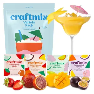 Craftmix Variety Pack – Instant Cocktail & Mocktail Mix | Mango Margarita, Passionfruit Paloma, Strawberry Mule & Classic Margarita | Low Sugar, Vegan, Gluten-Free Drink Mix (12 or 36 Pack)