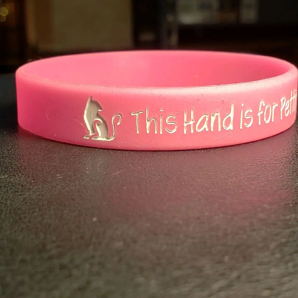 Pink "This Hand Is For Petting Cats" Silicone Bracelet, Rubber Jewelry.