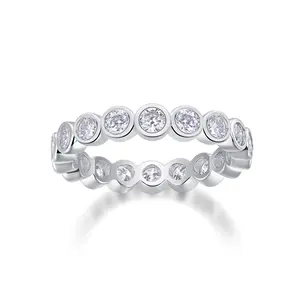 Elegant Moissanite Eternity Band – Bezel Set 925 Silver | Zariah Gold™