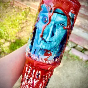 40oz Horror Fan Tumbler - Blood Drip Slasher-Inspired Cup, Spooky Season Gift Item