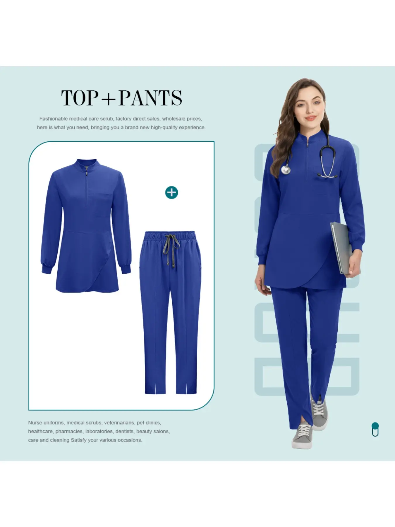 Spa Salon Beauty Scrub Uniform Set Top Pant Trouser Scrub Women Nurse Hospital Uniform Spandex Stretch Fashionable Uniform Suit Workwear Clothes