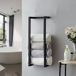 Wall Mounted Towel Rack, Stainless Steel Bathroom Bath Towel Storage Rack, Space Saving Bath Towel Storage Rack, Bathroom Accessories, Bathroom Organization, Bathroom Organizing Accessories