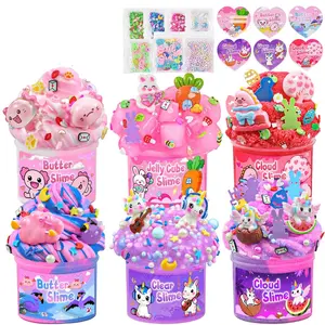 6 Pack Pink Slimes - Glow in the Dark Cloud Slime Kit for Girls Ages 8-12, Perfect Kids Butter Slime Party Favors, Goodie Bag Stuffers, Stress Relief Toys for Birthday, Valentine's Day, Easter Gift