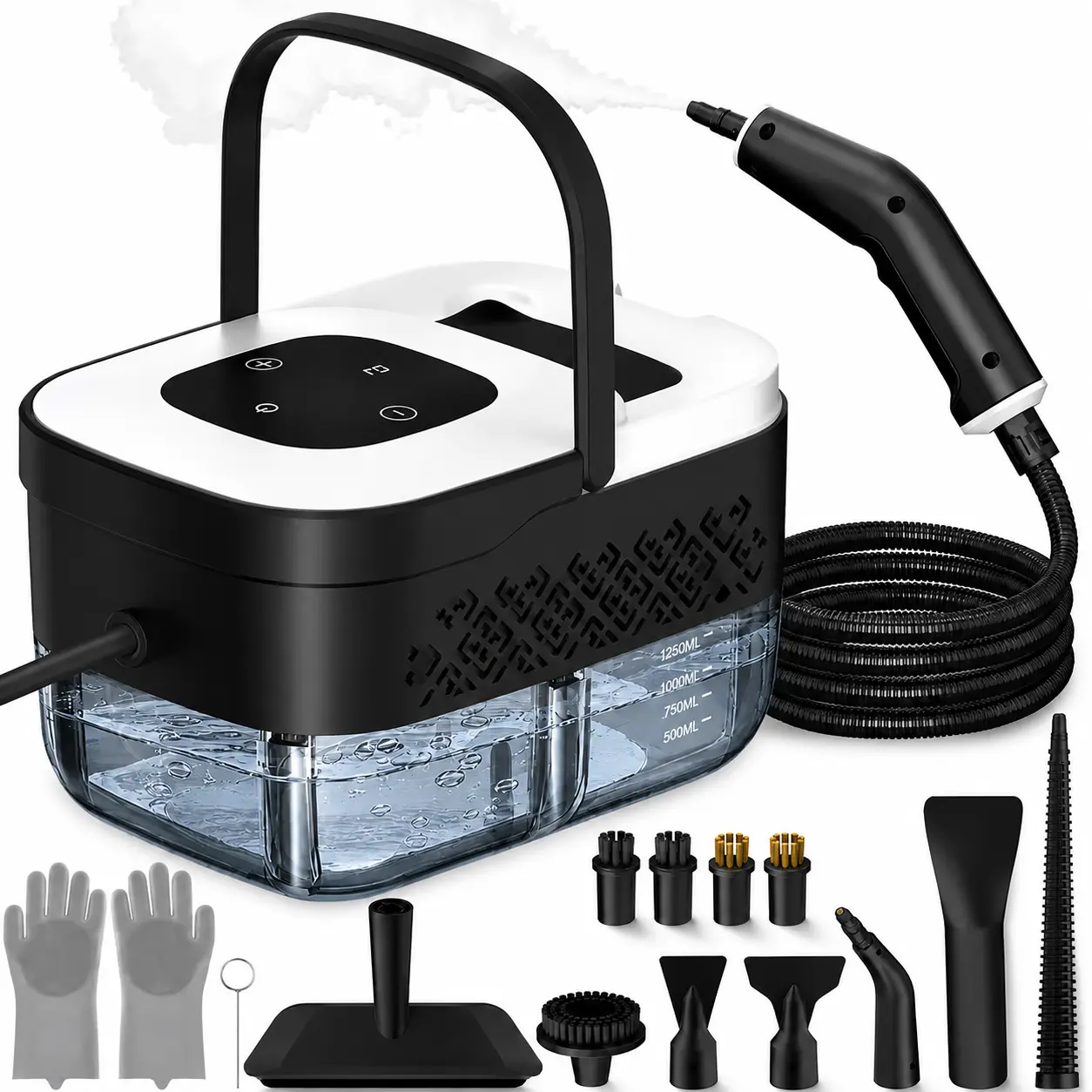 Compact Multi Surface Steam Portable Handheld Steam Cleaner, 15-Second Fast Heat-Up, 14 Attachments for Kitchen, Bathroom, Tile Cleaning