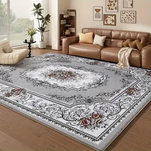 Floral Pattern Vintage Design Velvet Material Washable Rugs Area Rugs for Bedroom Large Carpets Ultra Soft Velvet  Dining Room Rug Non High Quality Non Slip Non Shedding Low Pile Rug Kitchen Rugs for Indoor Rug Spring Easter Carnival
