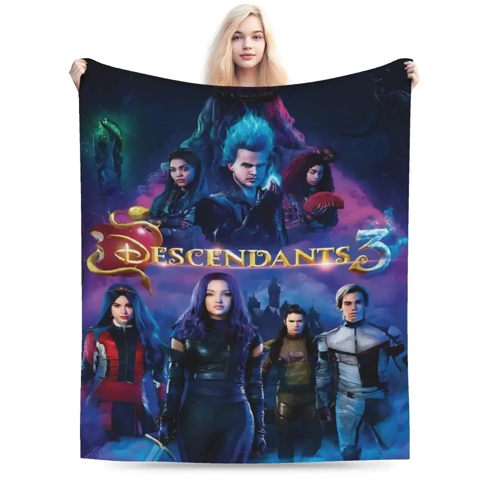 Descendants 3 Theme Print Extra Soft Fleece Throw Blanket Baby blankets and adult blankets- All‑Season Warm Cozy Fabric, Ideal for Sofas, Beds, Bedrooms, Offices & Travel - Perfect Christmas & Holiday Gift for Fans birthday gift
