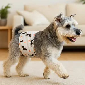 Reusable Washable Dog Diapers, High Absorbency Pet Safety Pants, Breathable Cartoon Animal Pattern, Unisex Male Dog Belly Band & Extender, Secure Fit