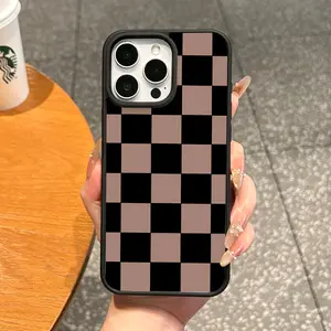 Aesthetic Monochrome Checkerboard Magnetic Protective Phone Case - MagSafe Ready, TPU, Lightweight, Ultra-Thin, Shockproof, Anti-Fall Cover for iPhone 11/12/13/14/15/16/17 & Pro Max Everyday Phone Accessory