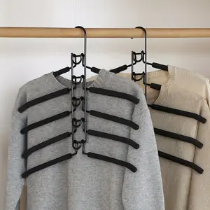 Heavy-Duty Space Saving Hangers, 5-In-1 Multi-Layer Metal Closet Organizers, Non-Slip Foam Pads for Coats & More, Essential Wardrobe Storage, Closet Organization, Holder