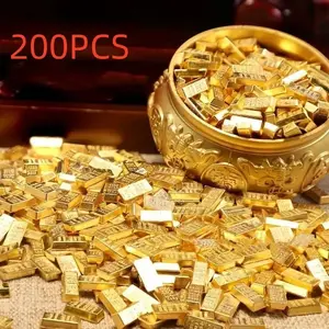 200 Mini Alloy Gold Bars 11x6mm, Feng Shui Wealth Prosperity Decor, Home Decor Ornaments, Home Office Lucky Charms, St Patrick's Day Easter Ramadan Gift
