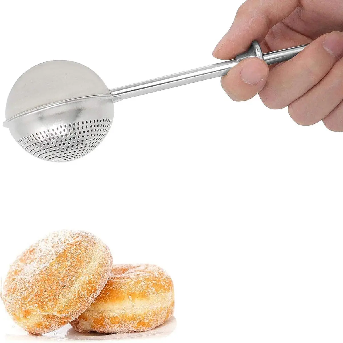 1-Pack Flour Duster for Baking, One-Handed Operation, 304 Stainless Steel Powdered Sugar Shaker Duster, Pick Up and Dust Flour Sifter