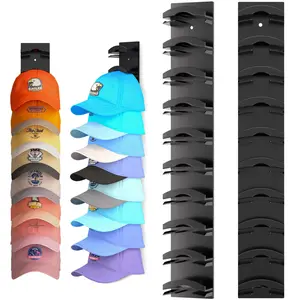 Hat Organizer for  Caps 2Pack, Hat Rack for Wall with Strong Adhesive Hold up to 20 Hats, Hat Hanger Holder Display for Door Closet,  Storage Multilayer Two Mounting