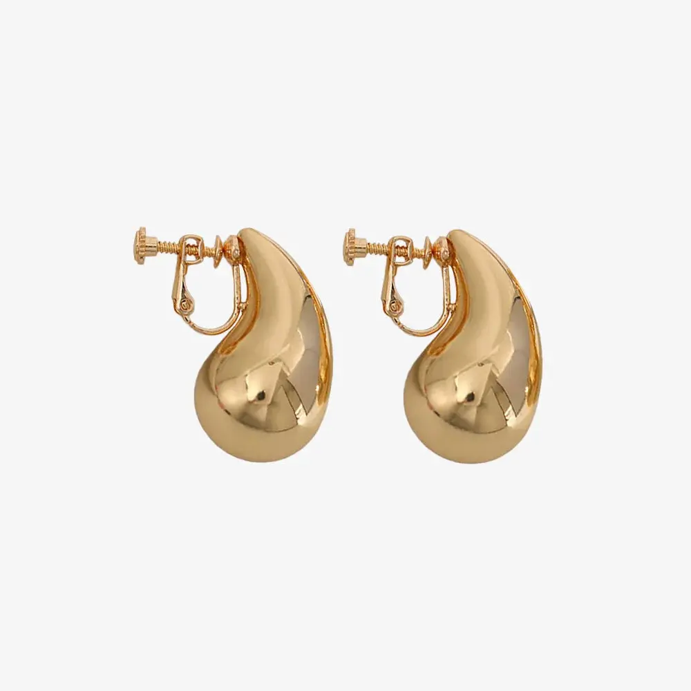 Teardrop Clip-On Earrings in Gold