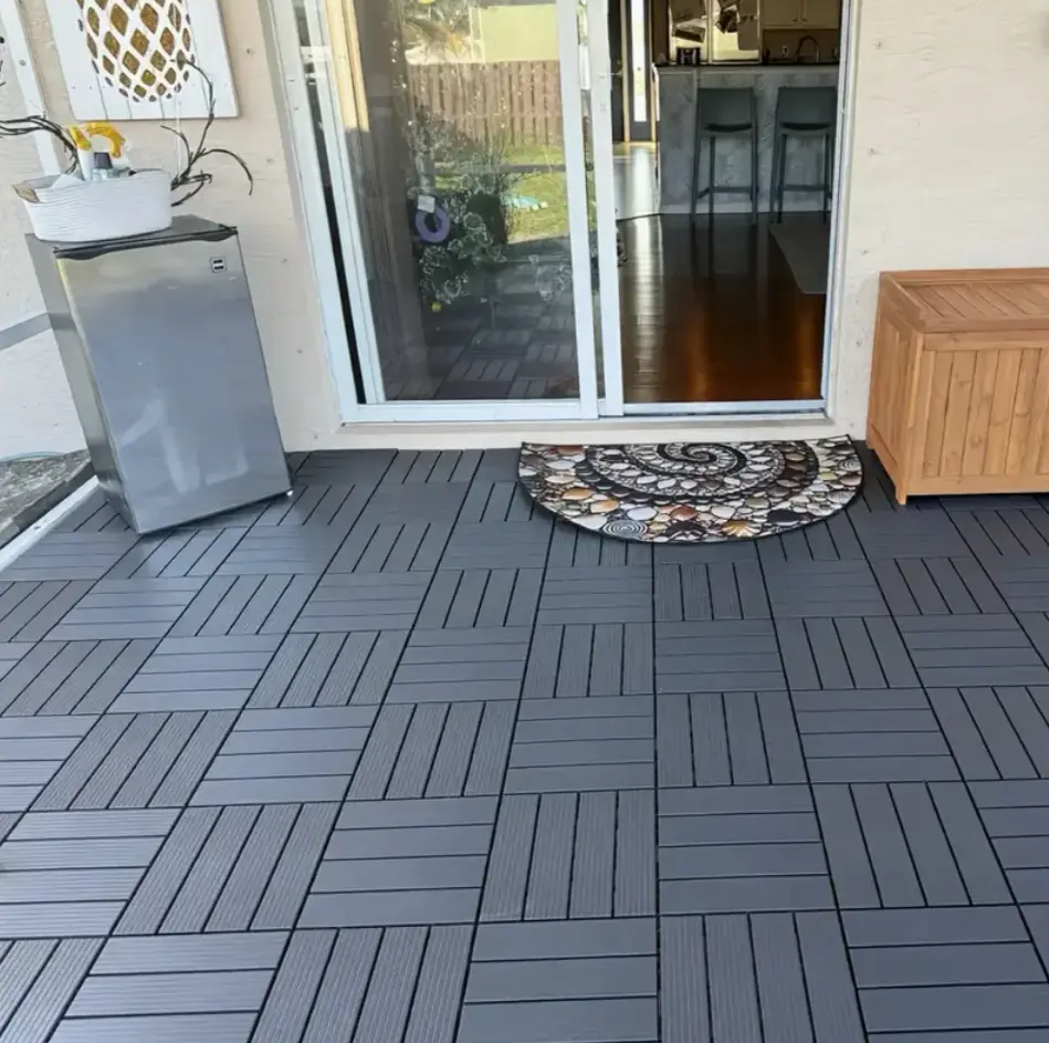 ZUGELAN Resin PP Interlocking Patio Deck Tile Set - 12"x12" 44 Pcs, Waterproof, Slip-Resistant, All-Weather, Easy-to-Install for Indoor & Outdoor Balcony Use