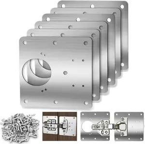 Spring Home Upgrade 6 Pcs Cabinet Door Hinge Repair Plates, Cabinet Hinge Repair Board Replacement Kit, Metal Hinges Repair Fixing Plates with Screw for Kitchen Cupboard Door