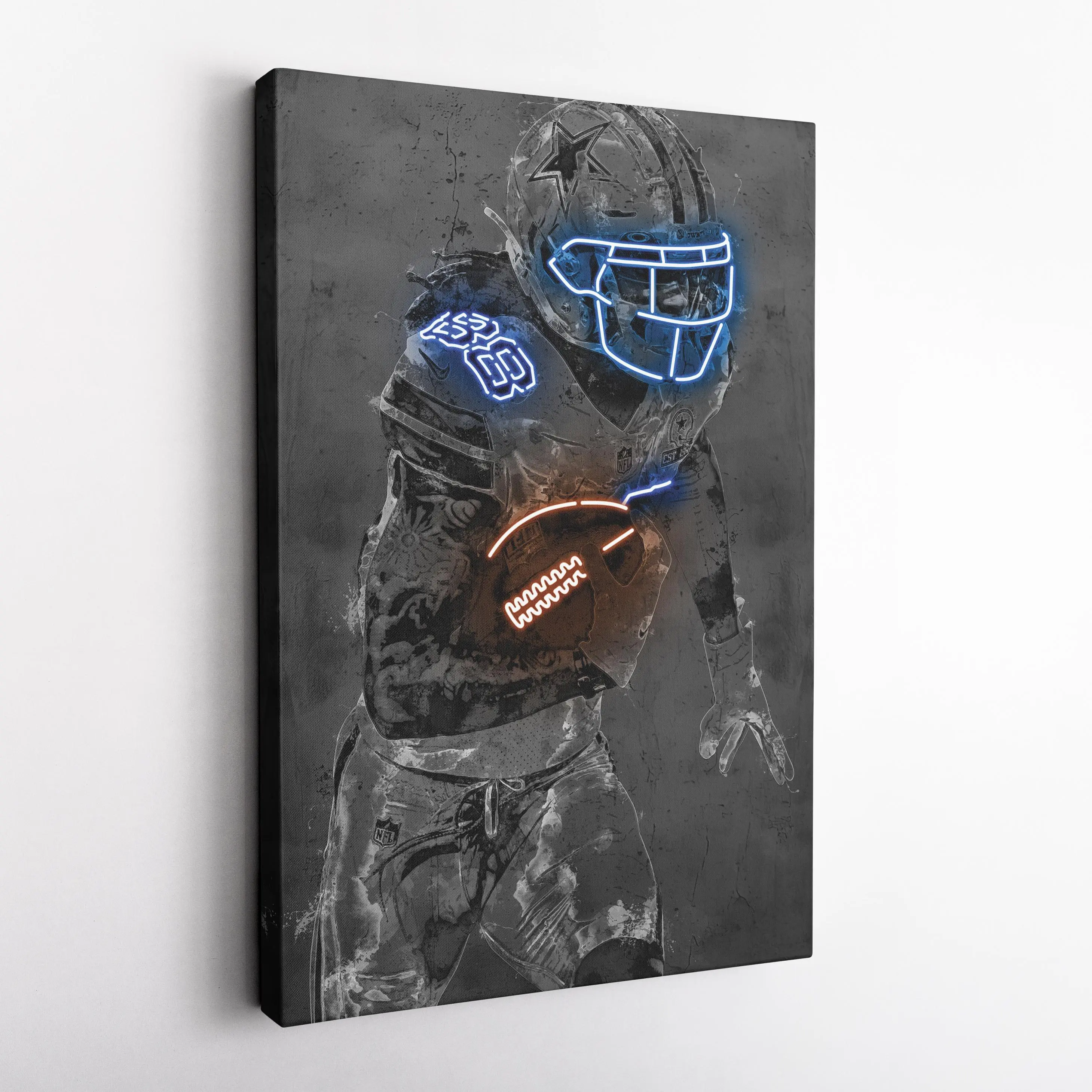 Ceedee Lamb Poster Neon Dallas Cowboys NFL Hand Made Poster Unframed Print Wall Kids Art Man Cave Gift Home Decor