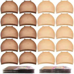 Wig Caps, 20 Count Wig Caps For Women Stocking Caps For Wigs Stretchy Wig Caps Brown & Light Brown Wig Cap for Lace Front Wig