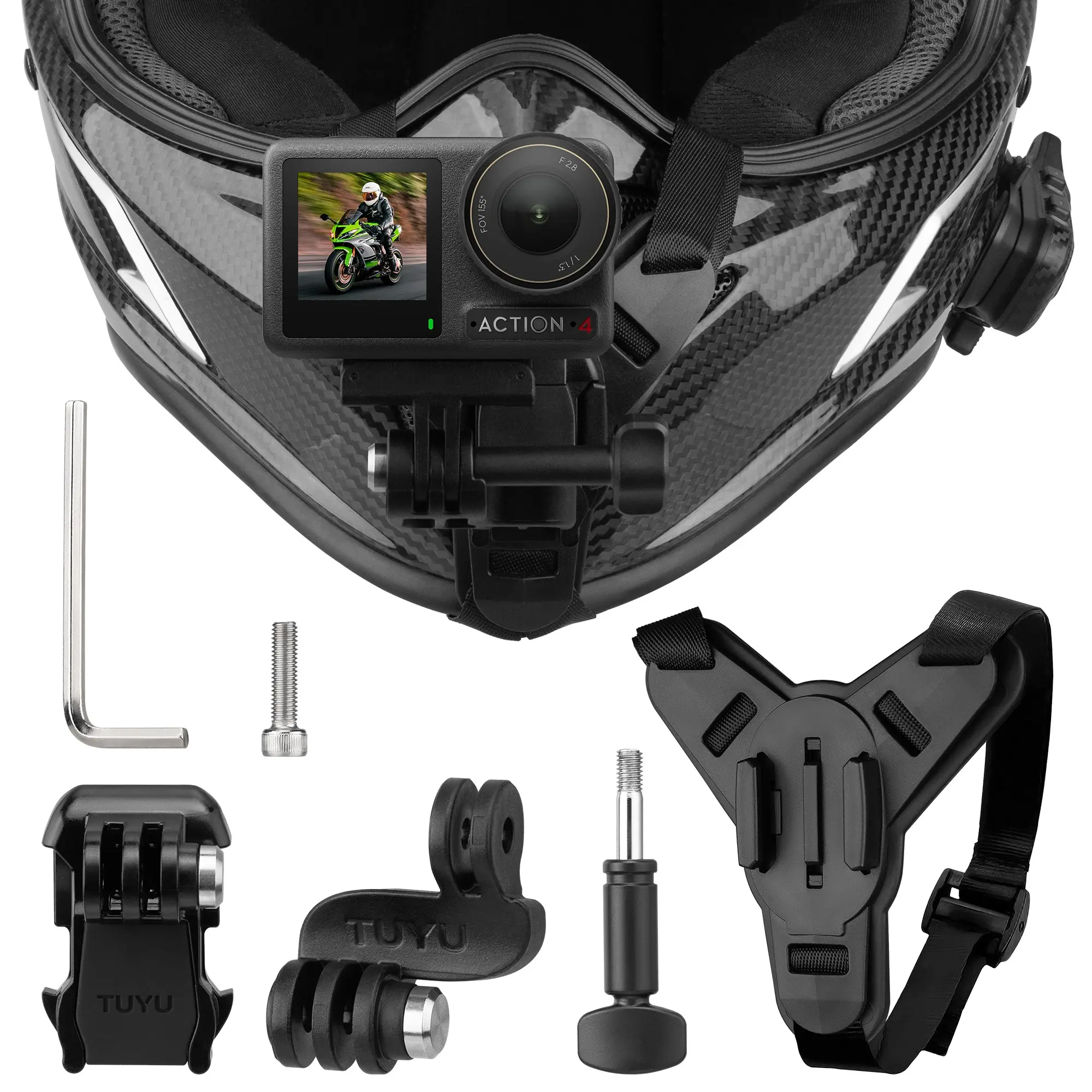 High-Quality Helmet Mount for Action Cameras, Compatible with Dji Action 6/5pro/4/3 & Gopro Hero 13/12/11/10, Motorcycle Helmet Camera Bracket, Sports Camera Accessories, Video Recording Accessories, Camera Accessories for Photography